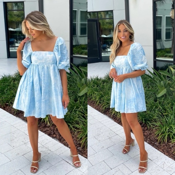 Judith March Blue Eyelet Mini Dress - Picture 1 of 4